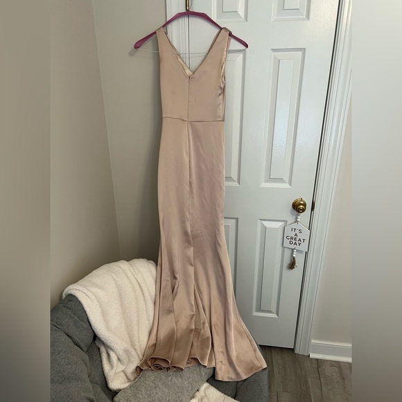 Revelry Dresses Revelry Champagne Gold Satin Bridesmaids Dress